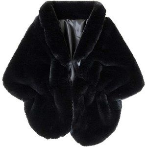 Faux Fur Shawl Scarf Warm Winter Black